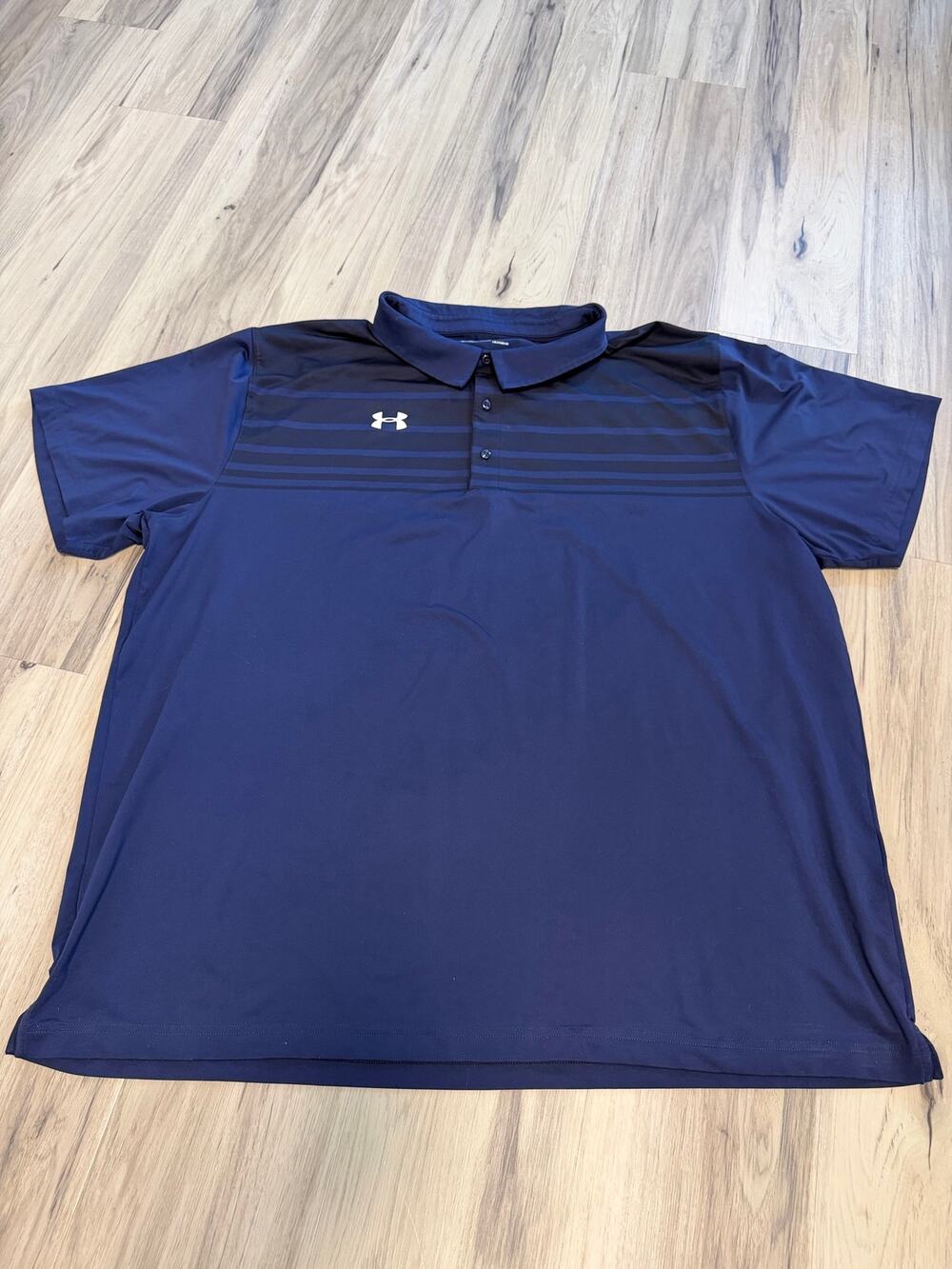 Under Armour HeatGear Polo Shirt Men's 5XL Blue Striped Golf Shirt Collared